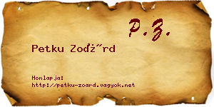 Petku Zoárd névjegykártya